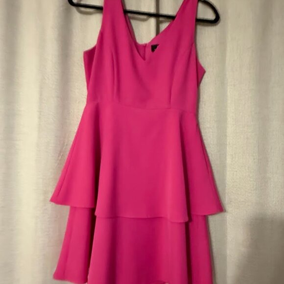 Lulus Hot Pink Tiered Fit & Flare Dress — Size Medium - Picture 1 of 3